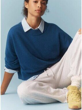 The Goldie Cashmere Long-Sleeve Crew-Neck Pullover Blue L